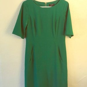 Tahari A-line sheath dress, forest green, size 6P
